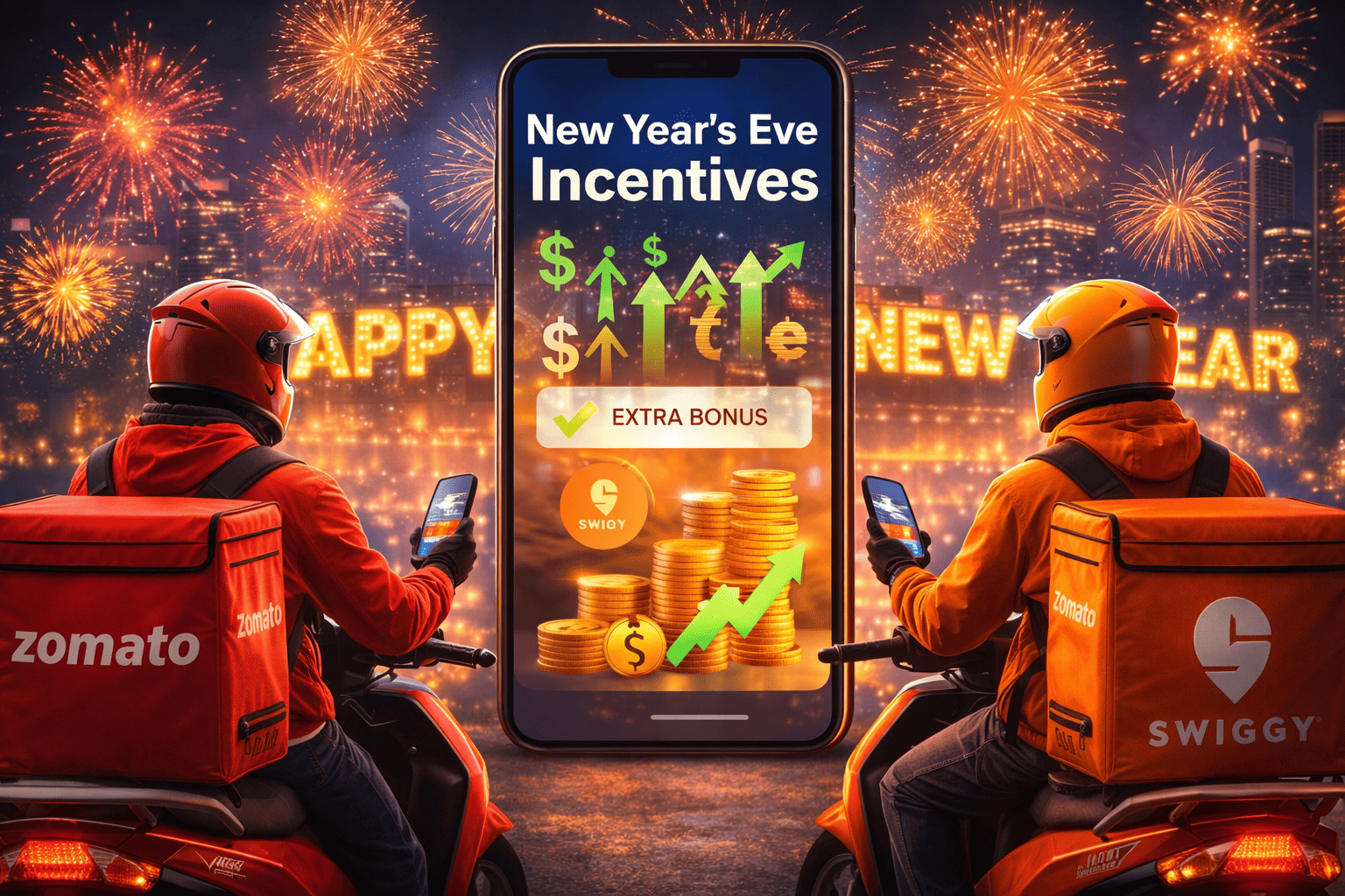 Zomato Swiggy New Year delivery partner incentives