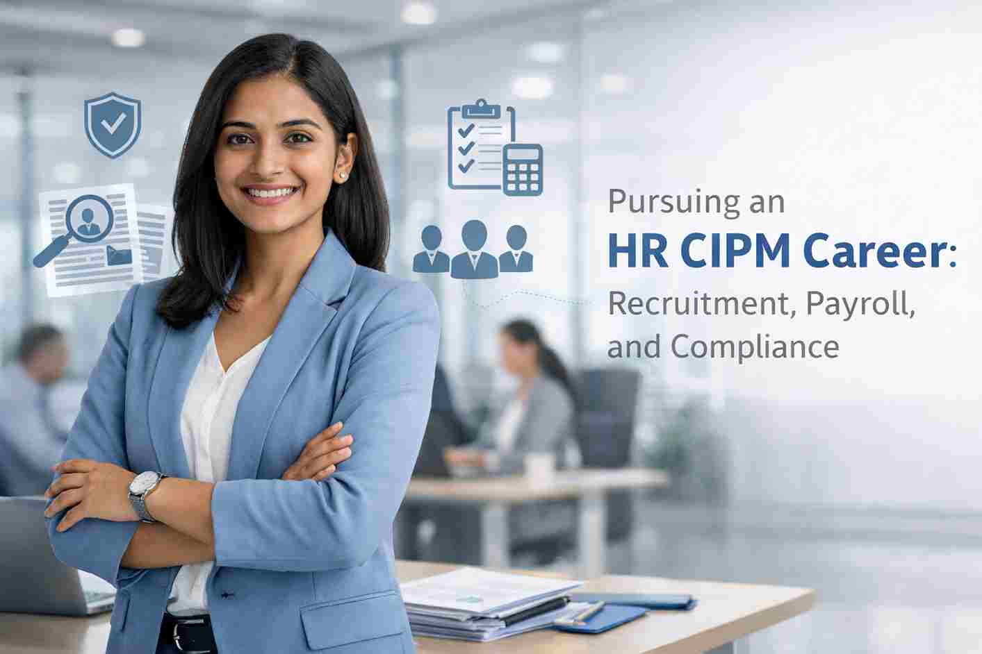 HR CIPM के बाद HR करियर और नौकरी के अवसर दिखाता हुआ प्रोफेशनल ऑफिस दृश्य